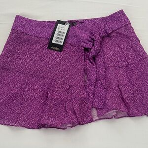 Purple Floral Tie-Front Mini Skirt